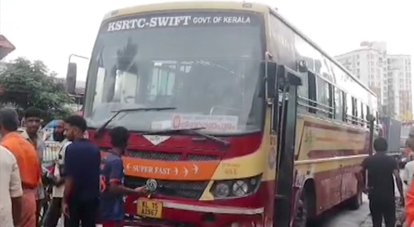 a running ksrtc bus caught fire