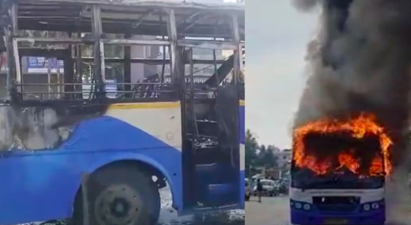 bus caught fire